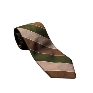 Vintage Repp Tie Brown Sir Winston Necktie Reis of New Haven‎ Silk Striped